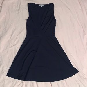 small navy low cut skater dress